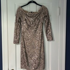 BCBG Maxazaria size xs gold sequins dress.